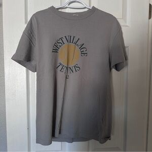 Abercrombie & Fitch Gray Short‑Sleeve Tee with Mustard Tennis Graphic